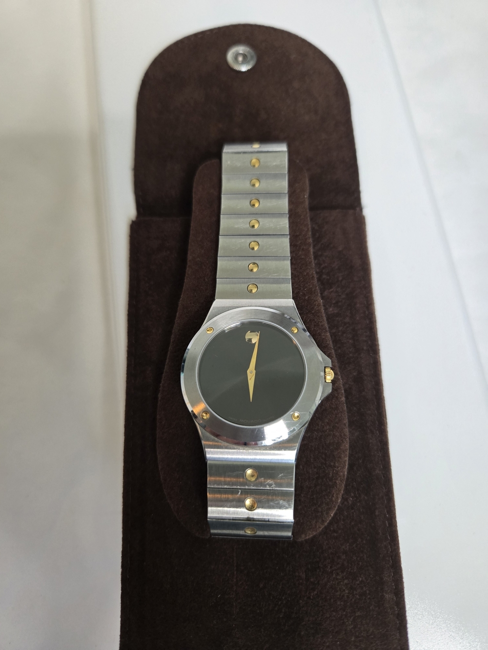 Vintage Movado Museum Watch Two Tone Gold Silver Swiss Made Minimalist Mens